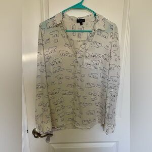 The Limited Black and White Bear Print Blouse